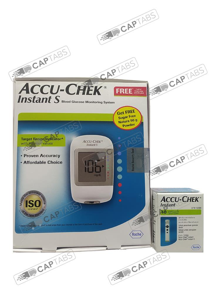 Accu Chek Instant S Glucometer with Free 10 Test Strips